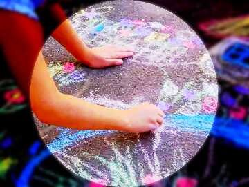 FX №128936 Children draw chalk on asphalt infographic presentation template