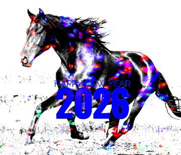 FX №137044 Horse happy new year 2026  Colored lights