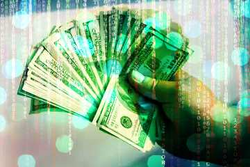 FX №172031 Dollars fan Digital matrix style background