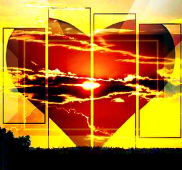 FX №187673 Beautiful sunset sky Love heart background powerpoint website infographic template banner layout...