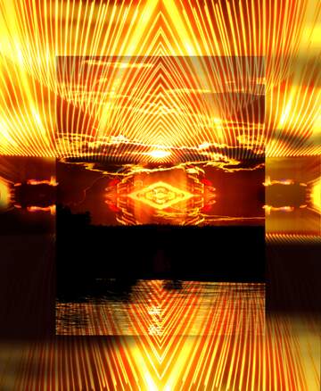 FX №194343 Lights lines curves pattern template Beautiful Gold Sunset Frame