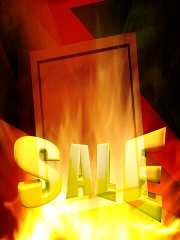 FX №199161  Sales promotion 3d Gold letters sale background Hot Big Fire Frame Template