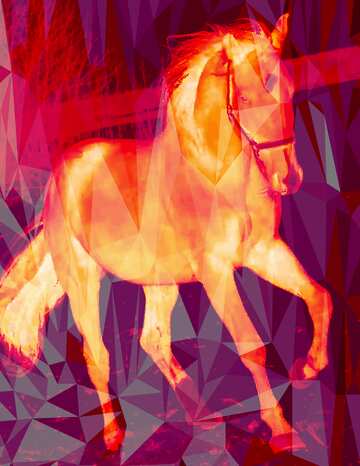 FX №207172 Horse gold pink background Polygon