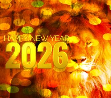 FX №207474 A lion happy new year 2026 christmas background bokeh