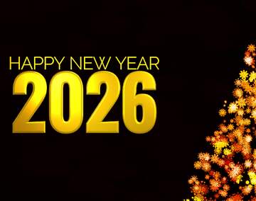 FX №209580 Clipart Christmas tree from snowflakes happy new year 2026 orange