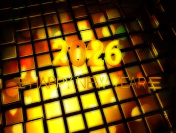 FX №214005 3d abstract gold metal cube background Happy New Year 2026 Yellow Bright Brilliant Card...