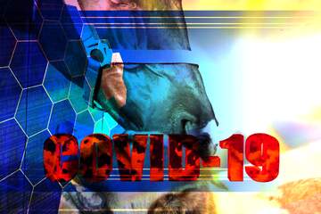 FX №219893 Horse  Tech Covid-19 concept template