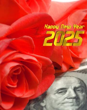 FX №63456 happy new year 2025 flowers and dollars money