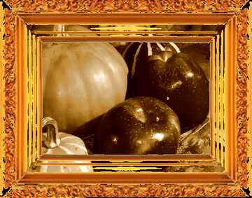 FX №181747 Apples and pumpkins autumn picture on old frame