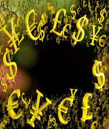 FX №199801 Red and green pattern background Gold money frame border 3d currency symbols business template