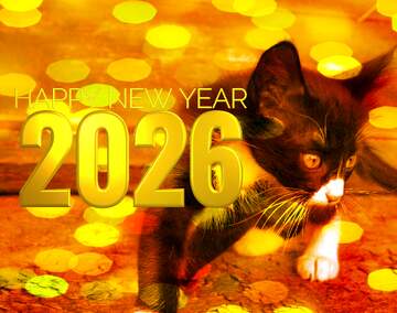 FX №208339 Kitten Christmas bokeh background happy new year 2026