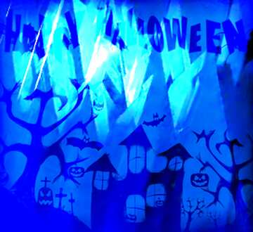 FX №211158 Blue futuristic abstract happy halloween frame background.