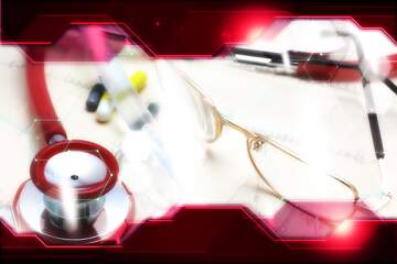 FX №212155 Medical Red Technology business concept Hi-tech template