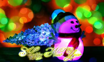 FX №212443 Christmas snowman Inscription text Happy New Year 3d gold